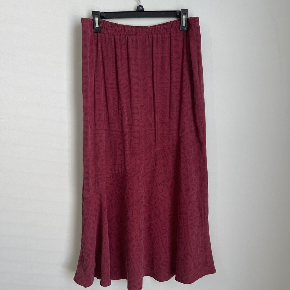 New Click Color Me Cotton Burgundy Elastic Waist Maxi Pleat Skirt